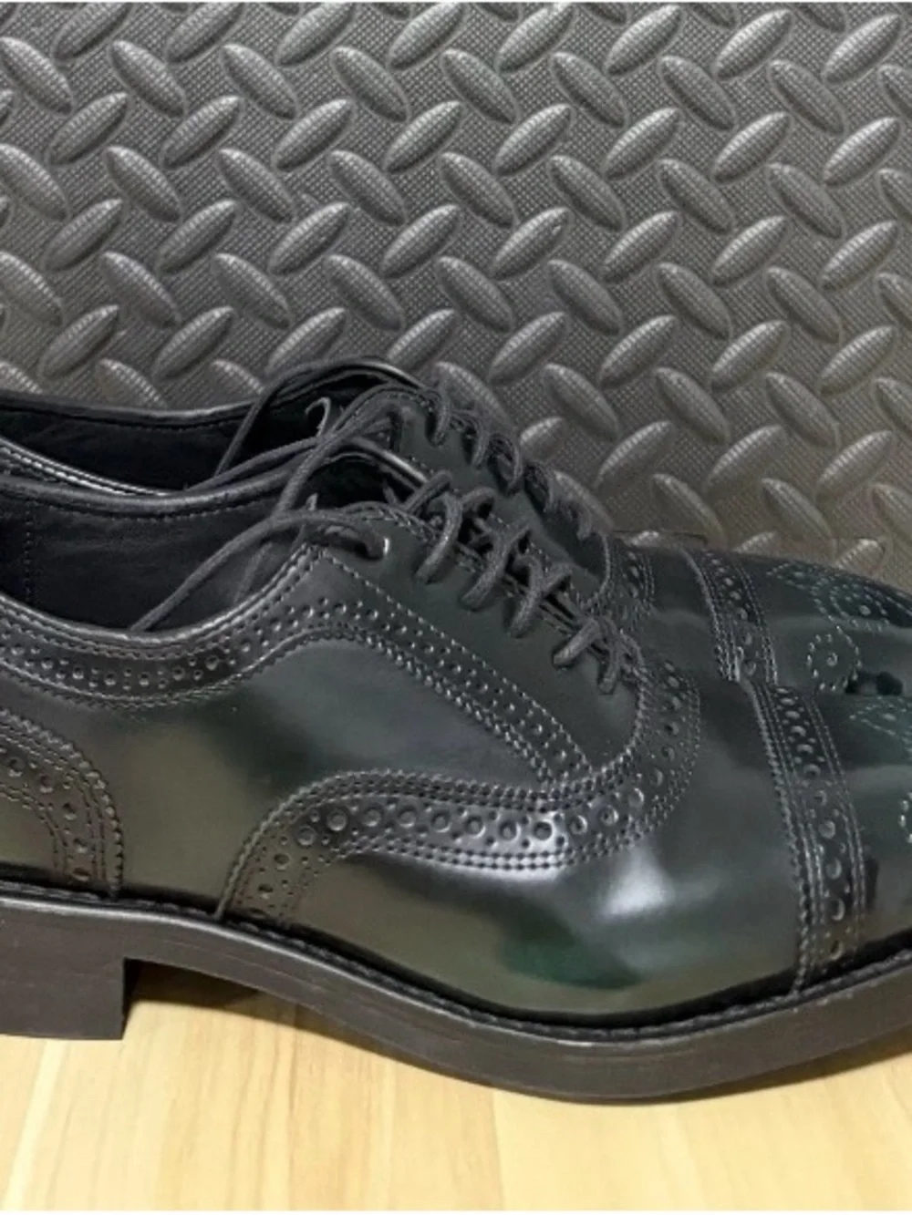 Allen Edmonds Strandmok Cap Toe Oxfords Dainite Sole Black Green Mens Size 7.5